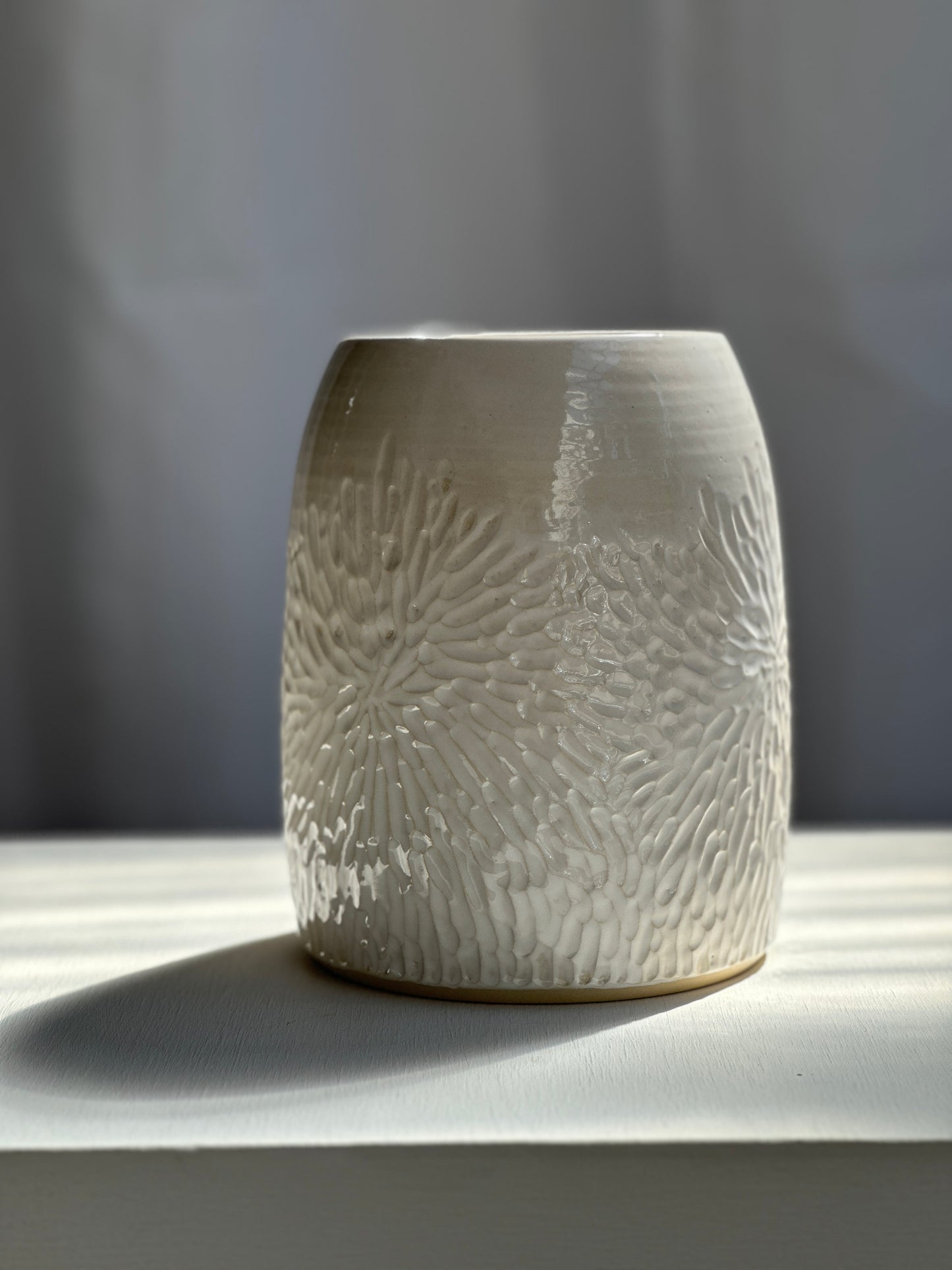 WHITE CARVED VASE - Extra Large