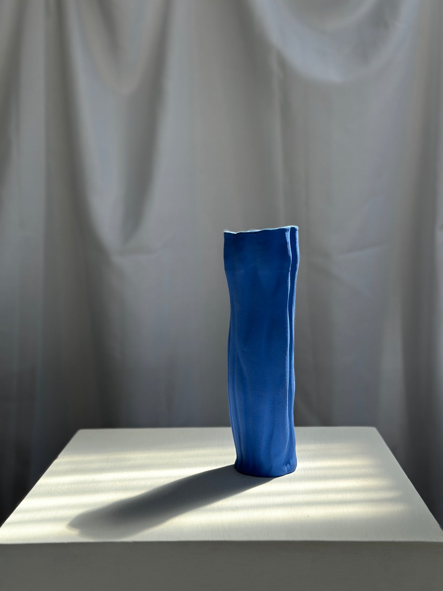 TALL HAND PRESSED VASE - Electric Blue