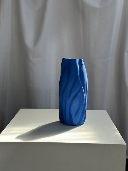 TALL HAND PRESSED VASE - Electric Blue