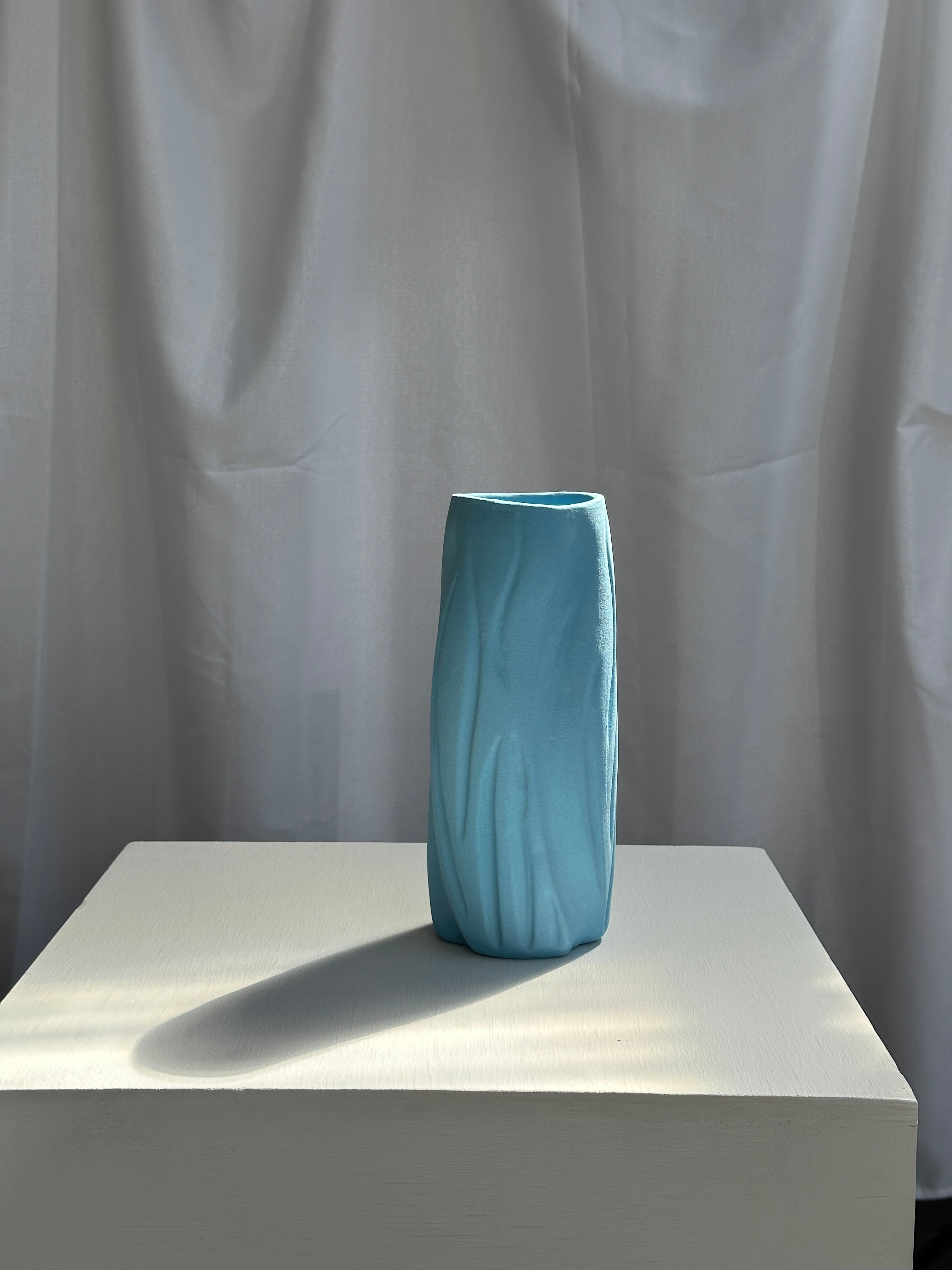 TALL HAND PRESSED VASE - Tiffany Blue