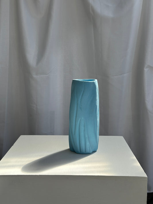 TALL HAND PRESSED VASE - Tiffany Blue